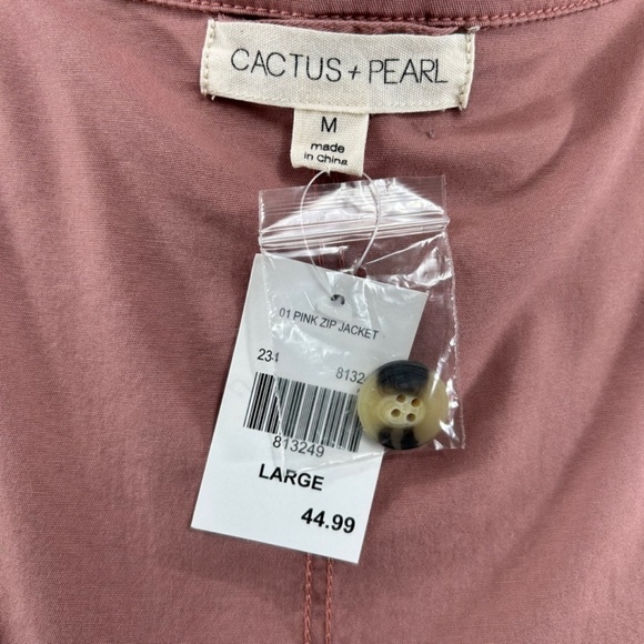 Cactus & Pearl New Dusty Rose Cotton Full Zip Anorak Utility Jacket Size M - Picture 4 of 9